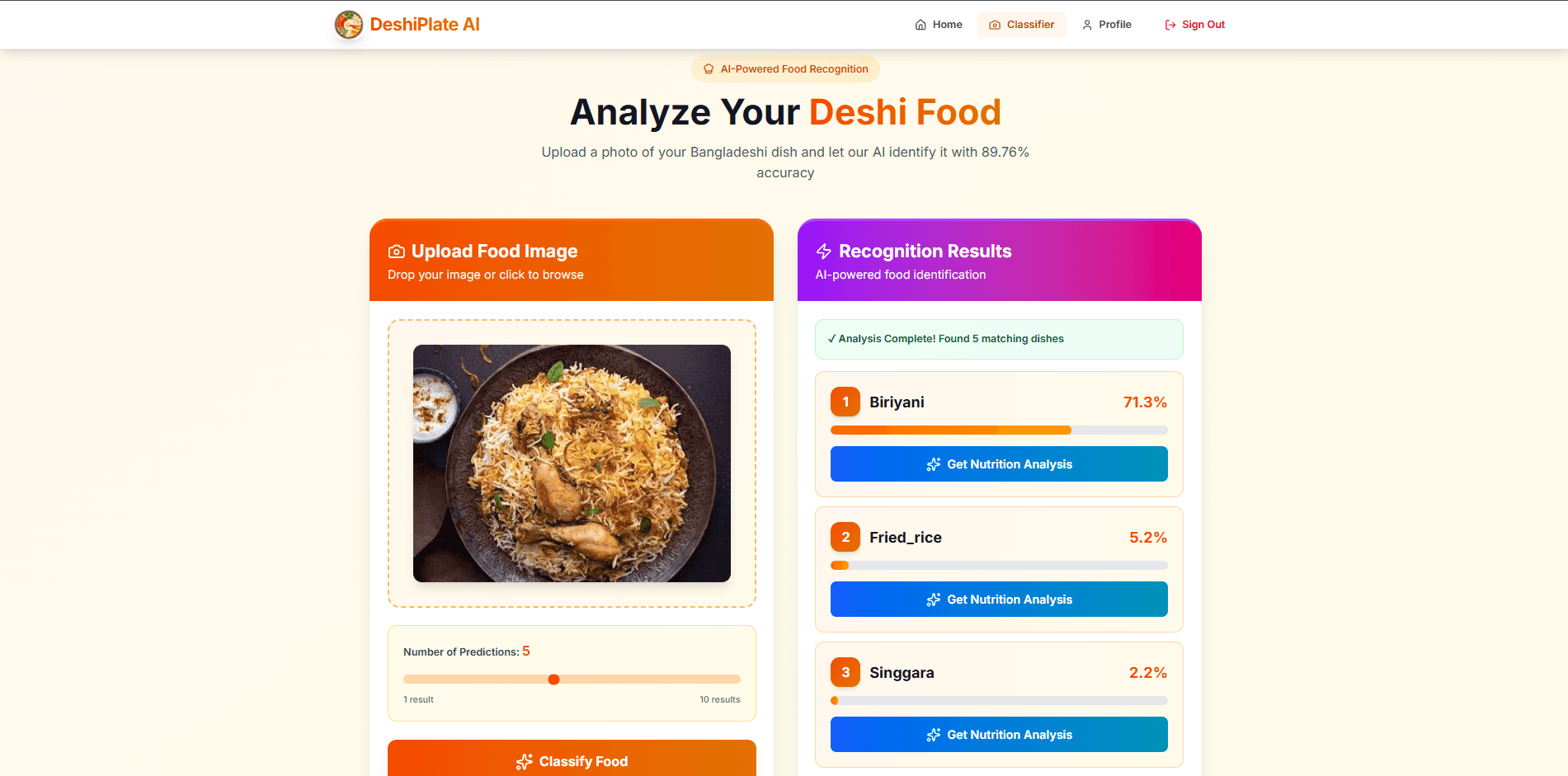DeshiPlate AI: Bangladeshi Food Recognition — screenshot 2 of 4
