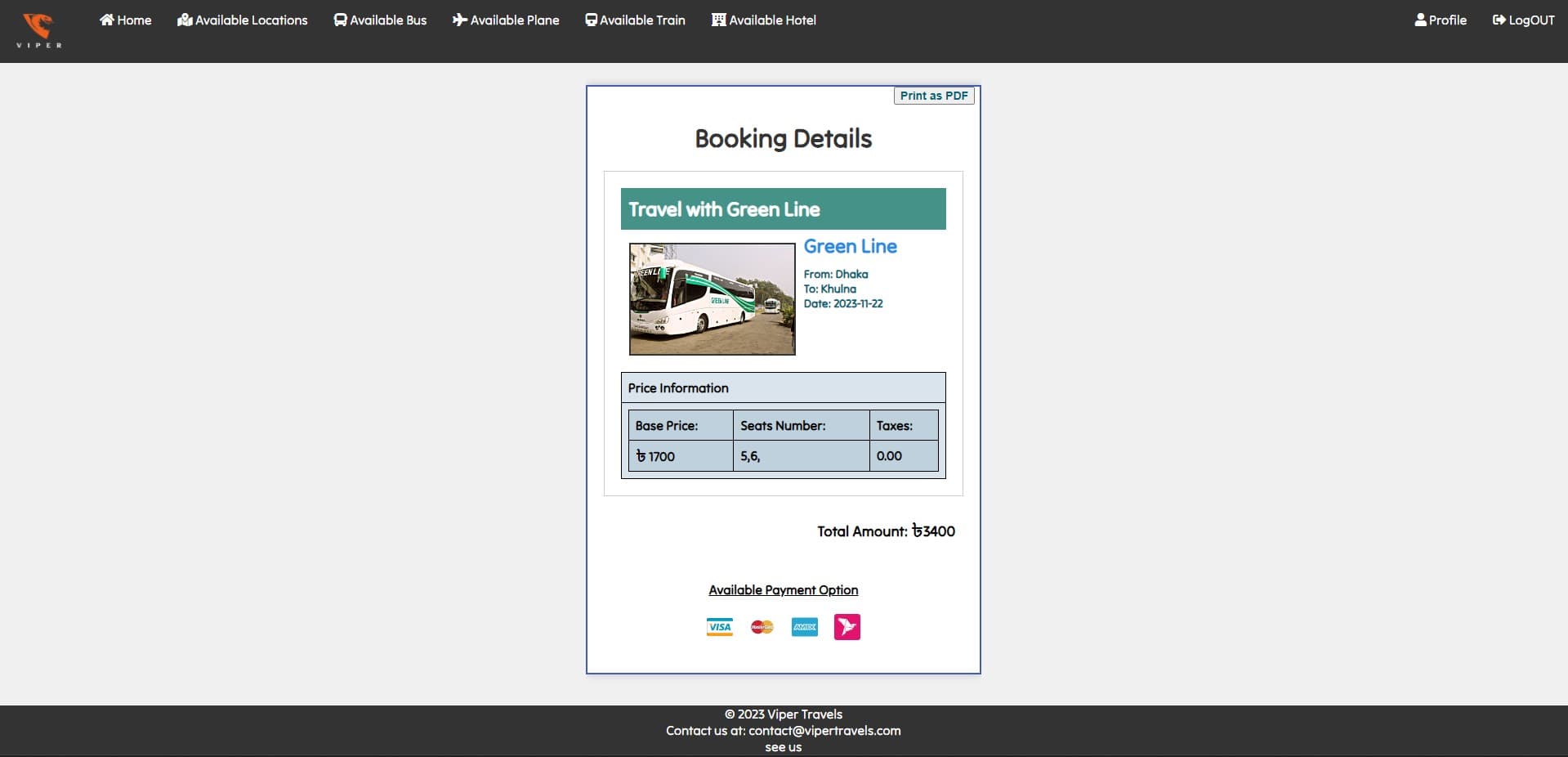 Viper Travel Booking Website — screenshot 5 of 5